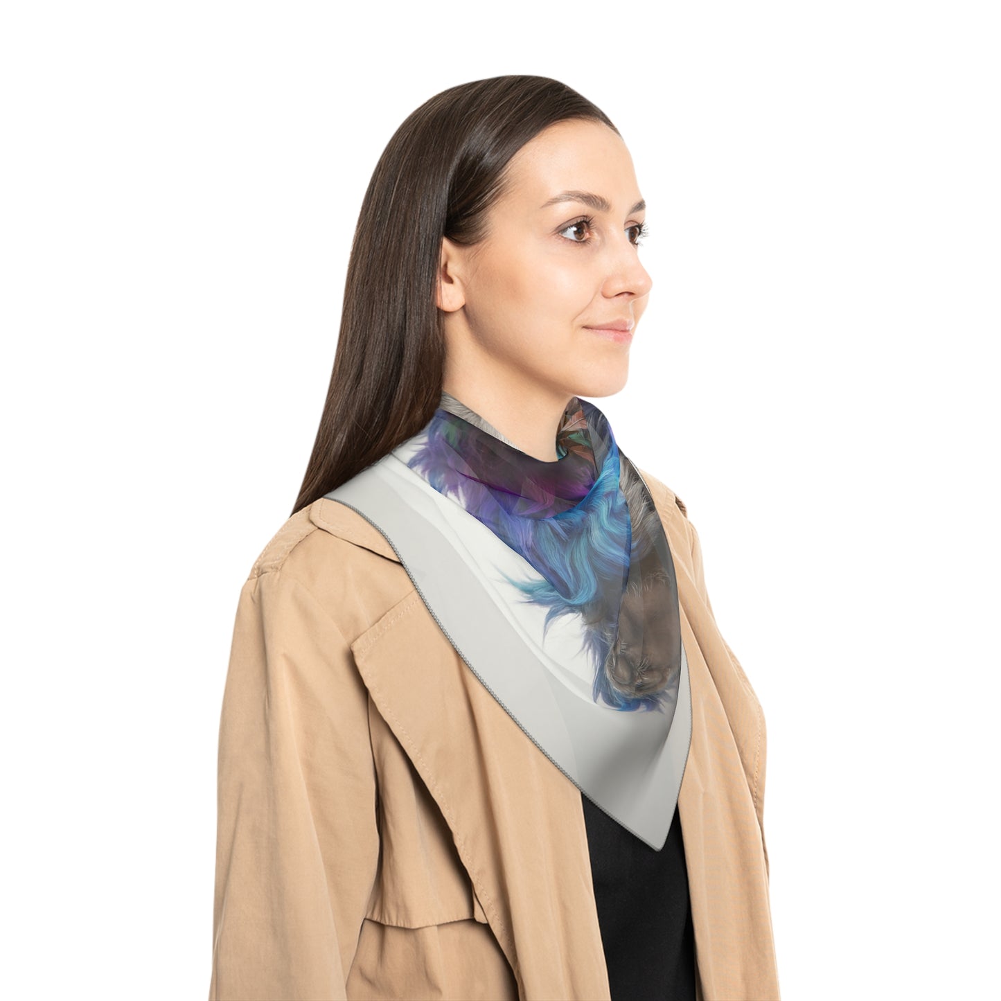 Rainbow Horned Guardian Scarf – Whimsical Spirit with Turquoise Beads