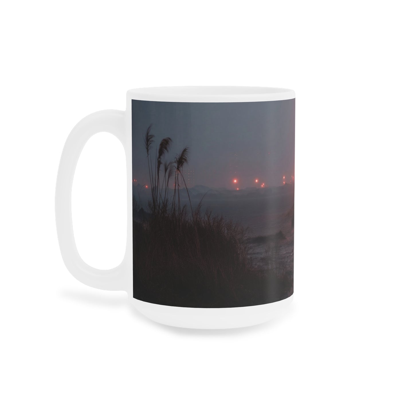 Crimson Circus Tent Ceramic Mugs (11oz\15oz\20oz) – Fogbound Wonder at Dusk