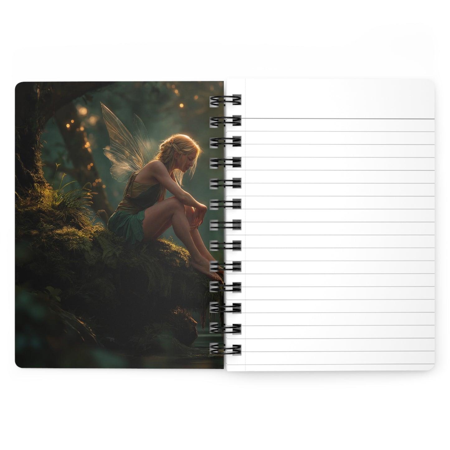 Whispering Forest Fairy Spiral Bound Journal – Golden Hour Sanctuary