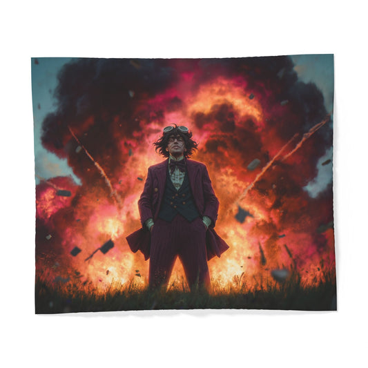 Crimson Cloud Cotton Duvet Cover – Steampunk Hero Explosion Art