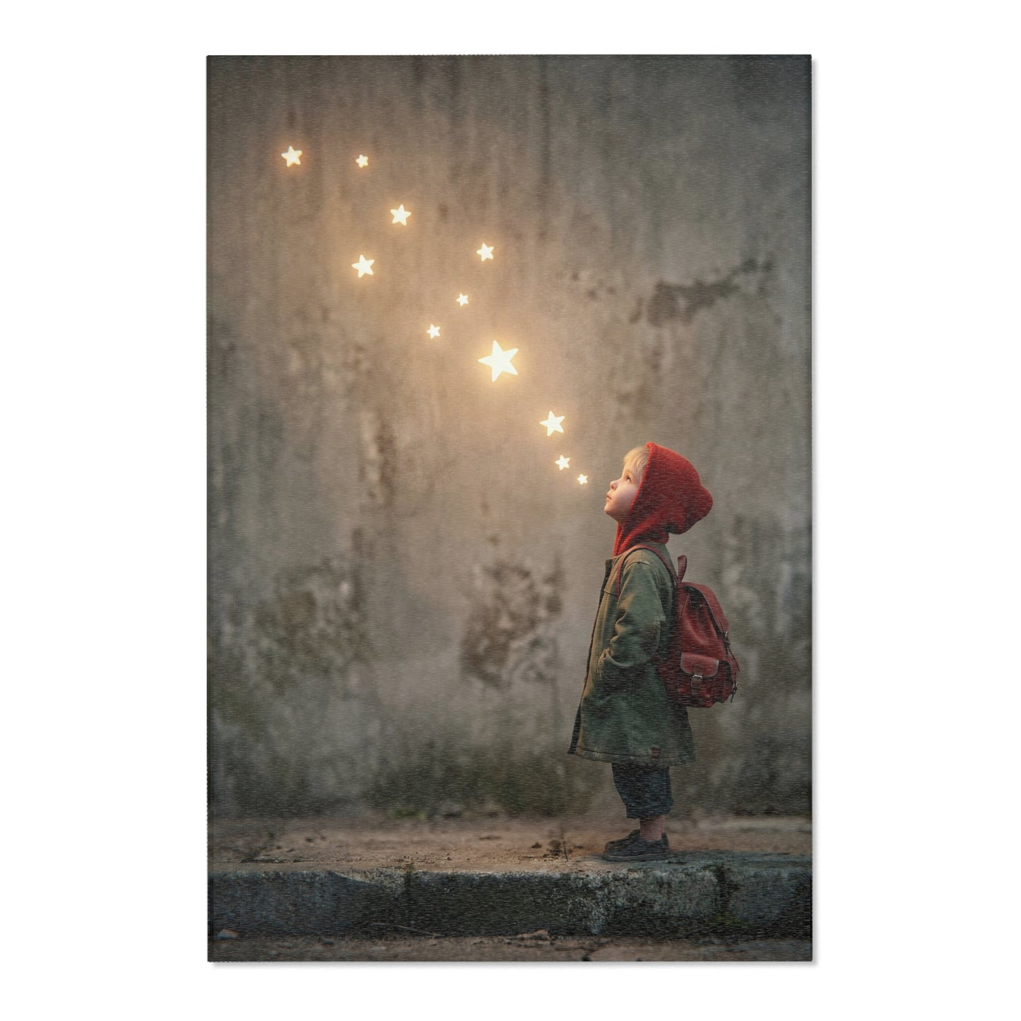 Child With Starfall Area Rugs – Warm Glow Against Urban Stone