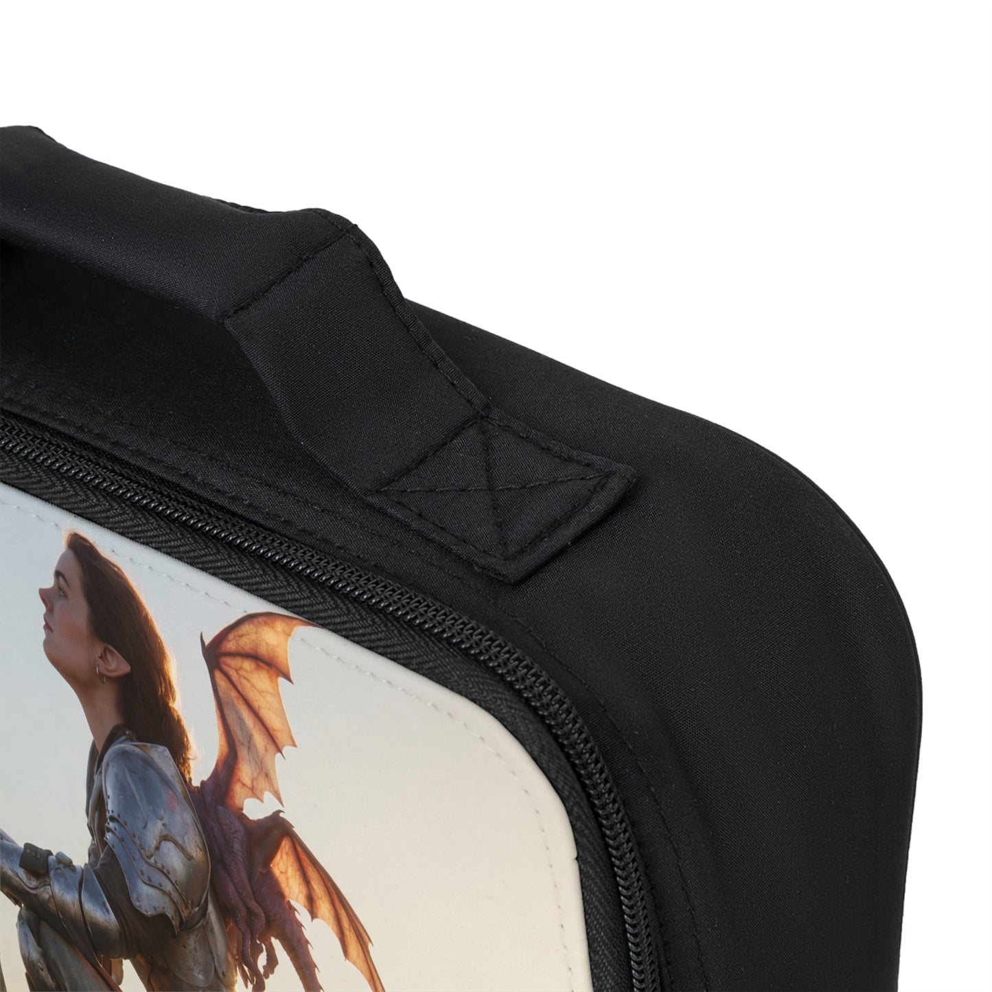 Dragon Knight with Sword Lunch Bag – Sunset Sentinel of the Peaks