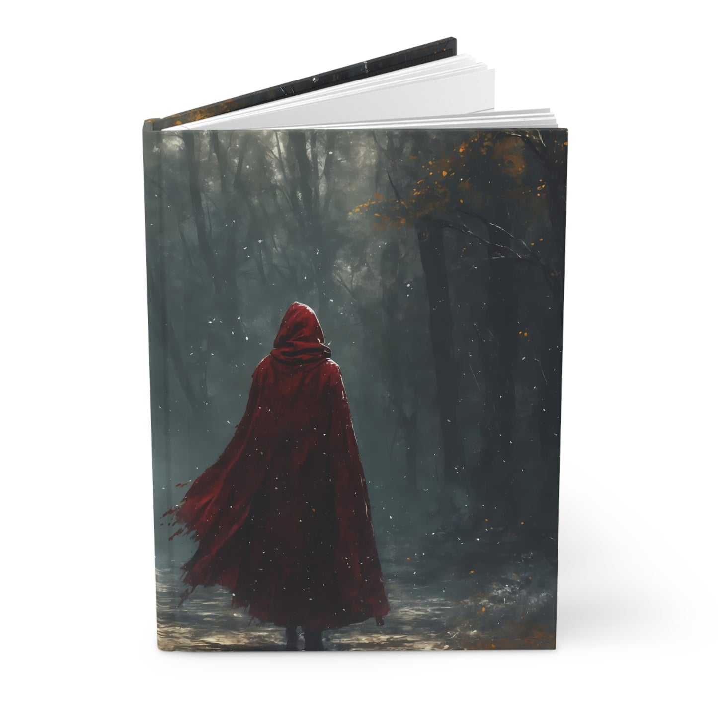 Red Robe in Misty Forest - Hardcover Journal