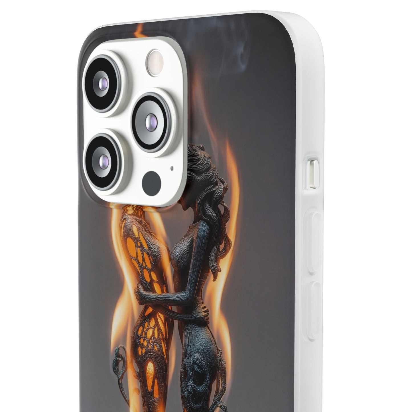 Flame-Embraced Lovers Flexi Cases – Intimate Glow Within the Fire