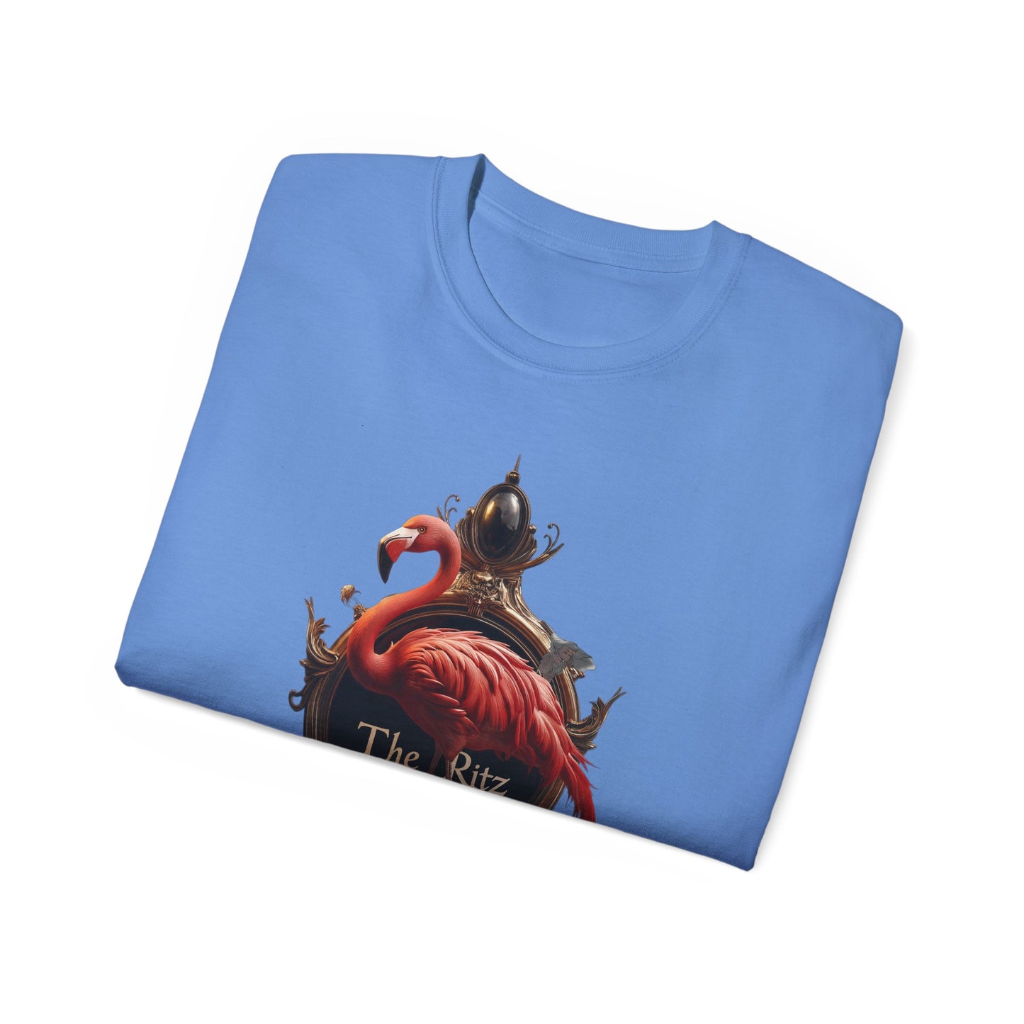 The Ritz Flamingo Ornate Frame Tee – Velvet Pink Feather Guardian