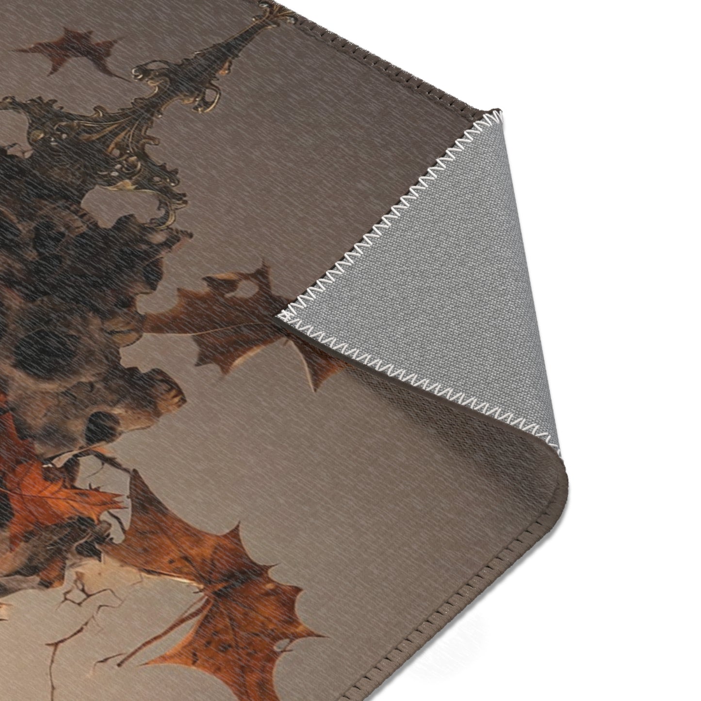 Batwing Corgi Area Rug – Moonlit Skull Throne Fantasy