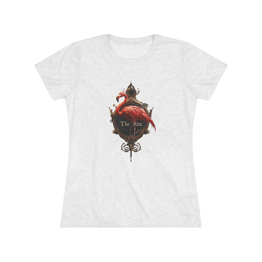 The Ritz Flamingo Women's Triblend Tee – Gilded Ornate Signage Design
