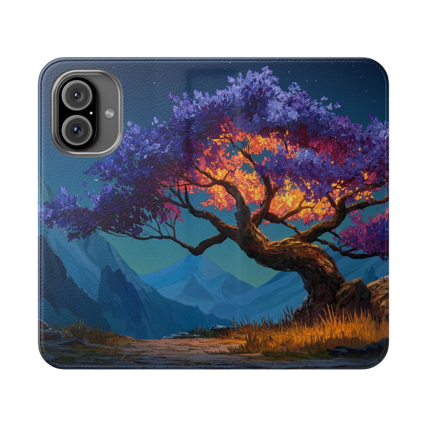 Violet Flame Tree Flip Cases – Twilight Mountain Glow Case