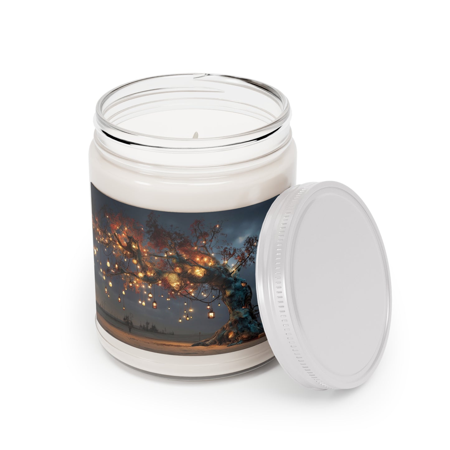 Luminous Wishing Tree Scented Soy Candles with White Lid, 9oz – Desert Oasis of Warm Light