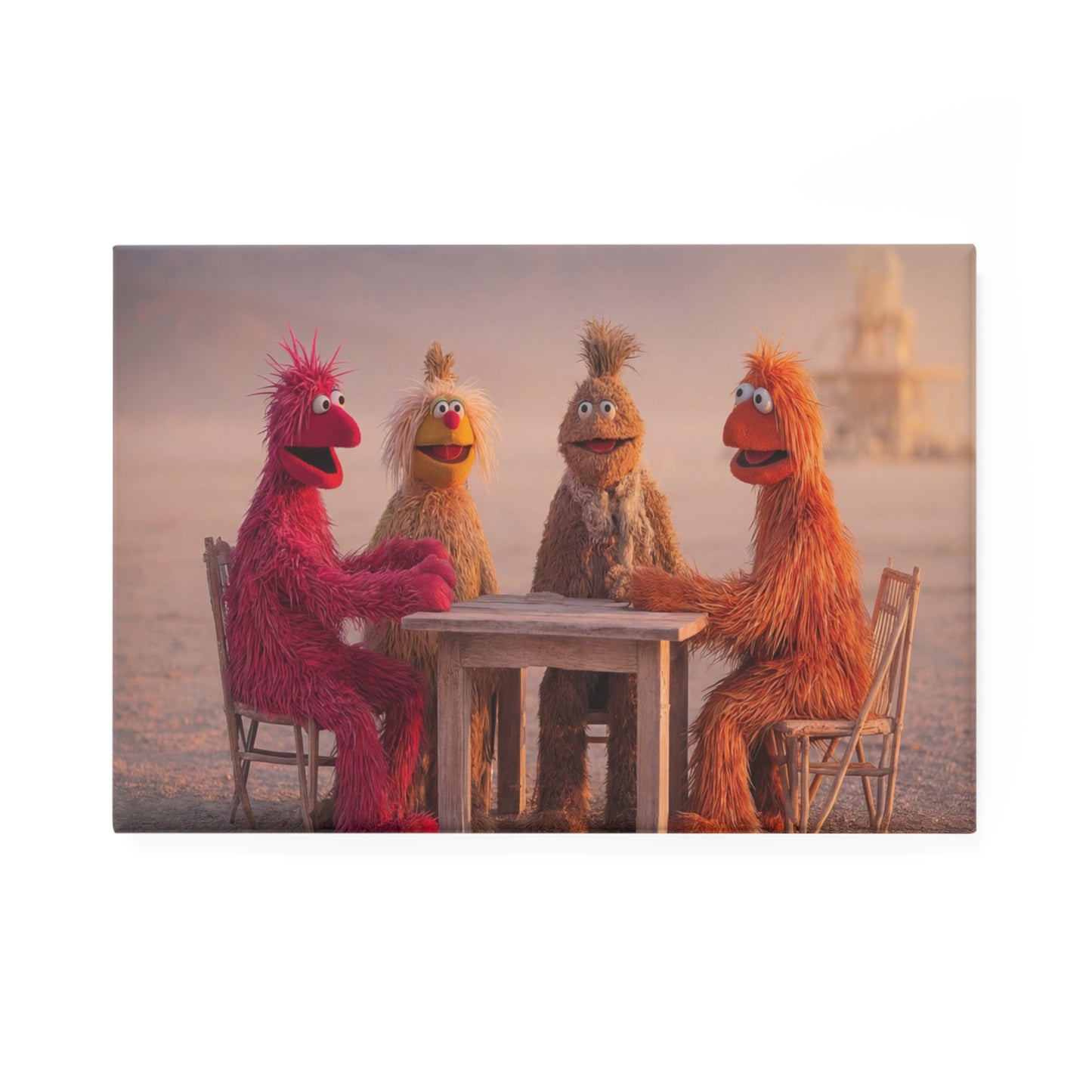 Desert Diner Muppet Magnet – Sunset Gathering of Four Furry Friends