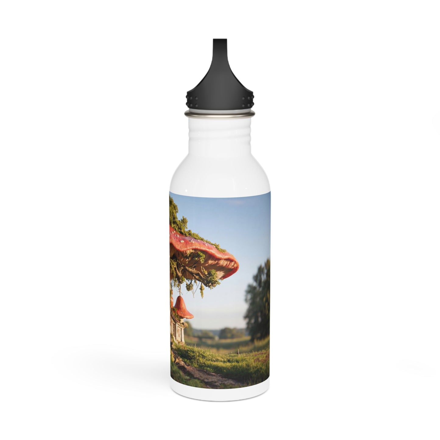 Mushroom Cottage Water Bottle – Whimsical Forest Dwelling Design