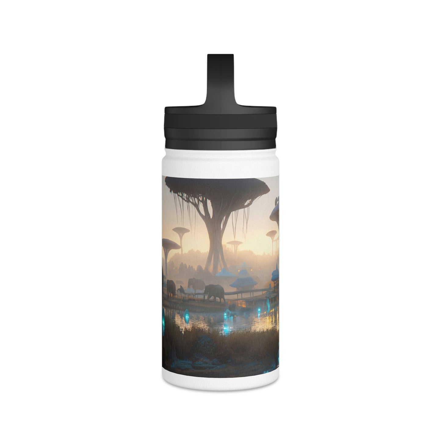 Elephants at Dawn Water Bottle – Bioluminescent Savannah Sanctuary