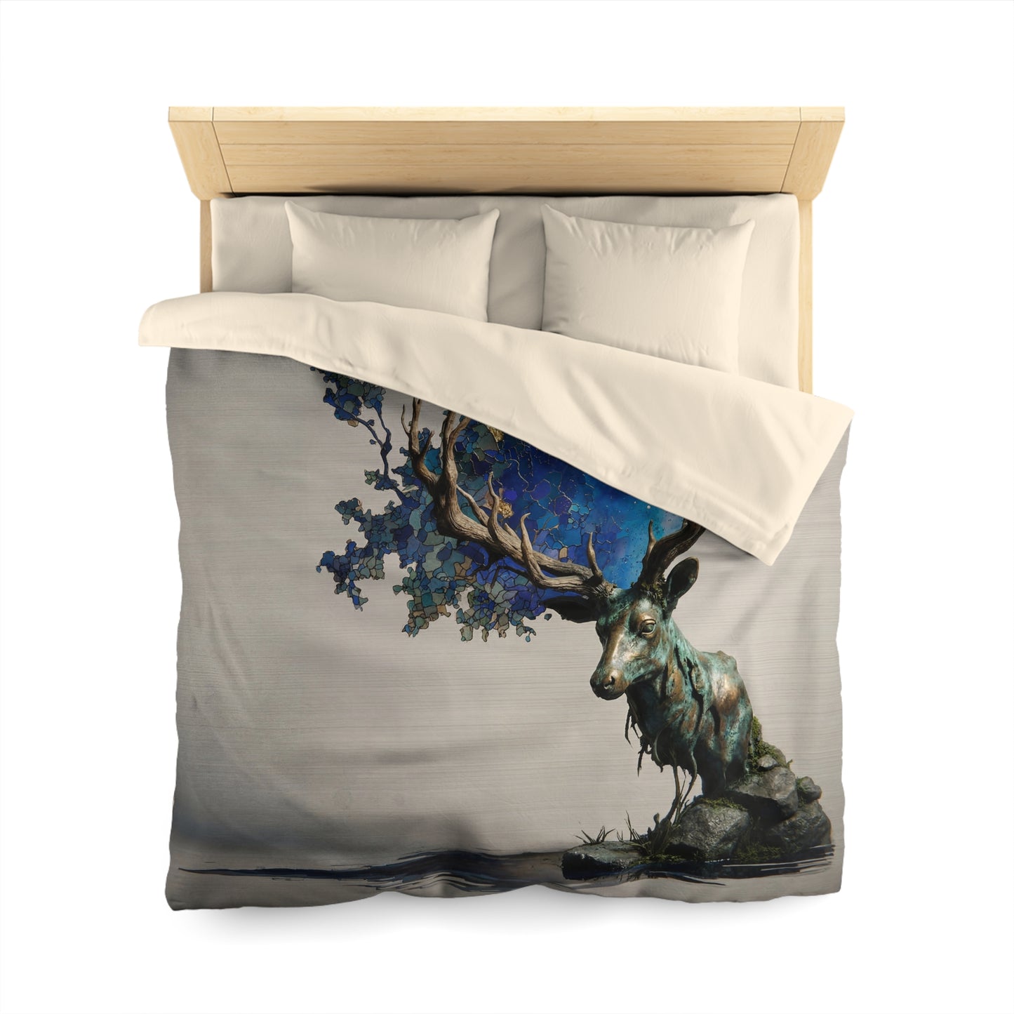 Celestial Stag Microfiber Duvet Cover – Starry Antler Dreamscape