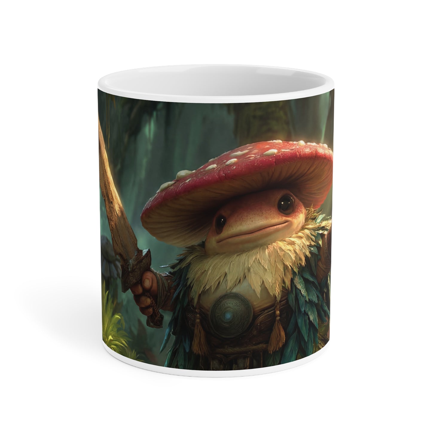 Forest Guardian Mushroom Warrior Ceramic Mugs (11oz\15oz\20oz) – Sunlit Canopy Embrace