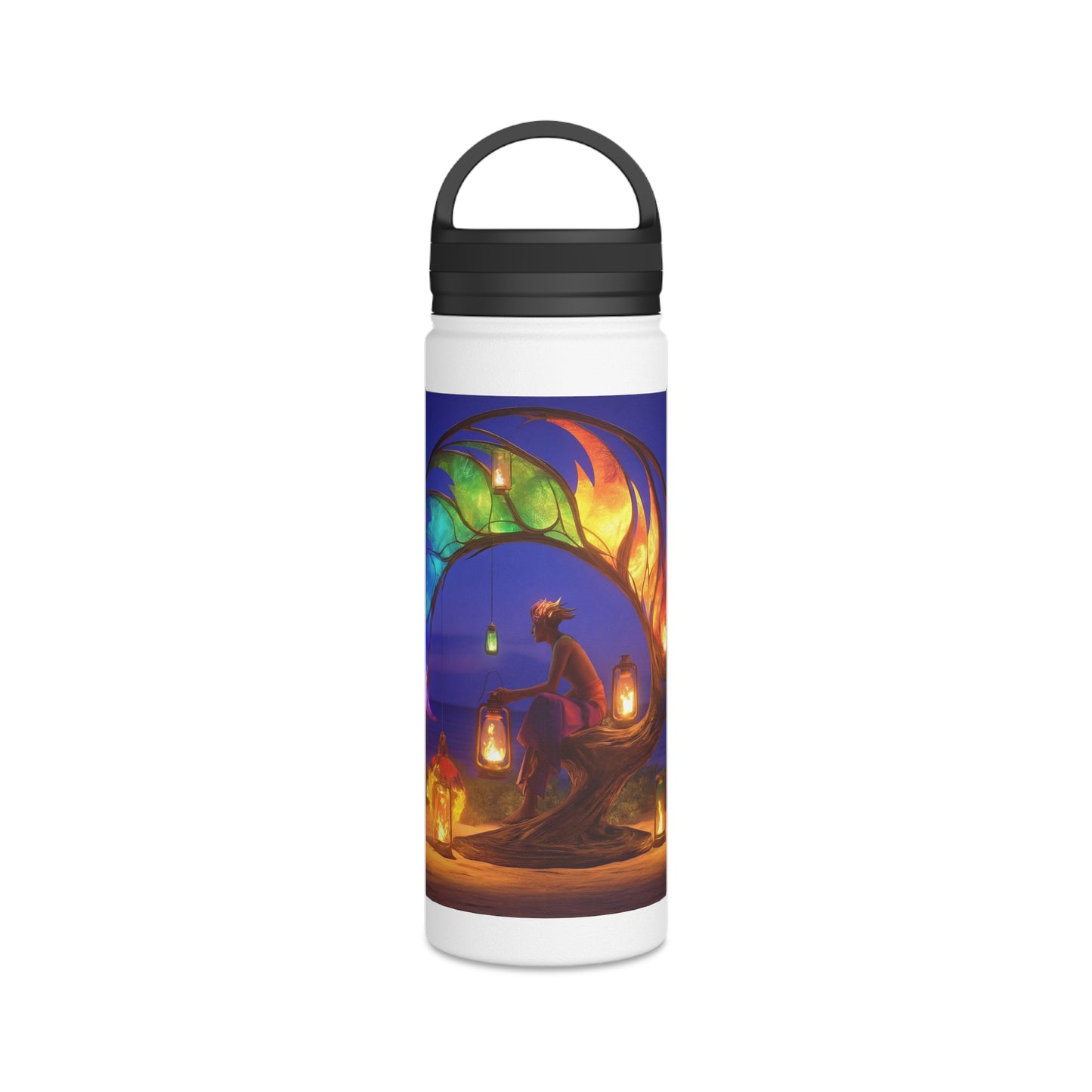 Luminous Phoenix Arch Water Bottle – Handle Lid – Twilight Sanctuary
