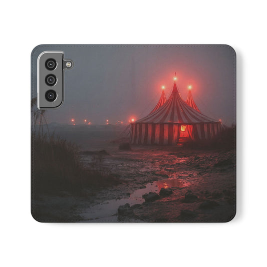 Crimson Circus Tent Flip Cases – Misty Coastside Lantern Scene