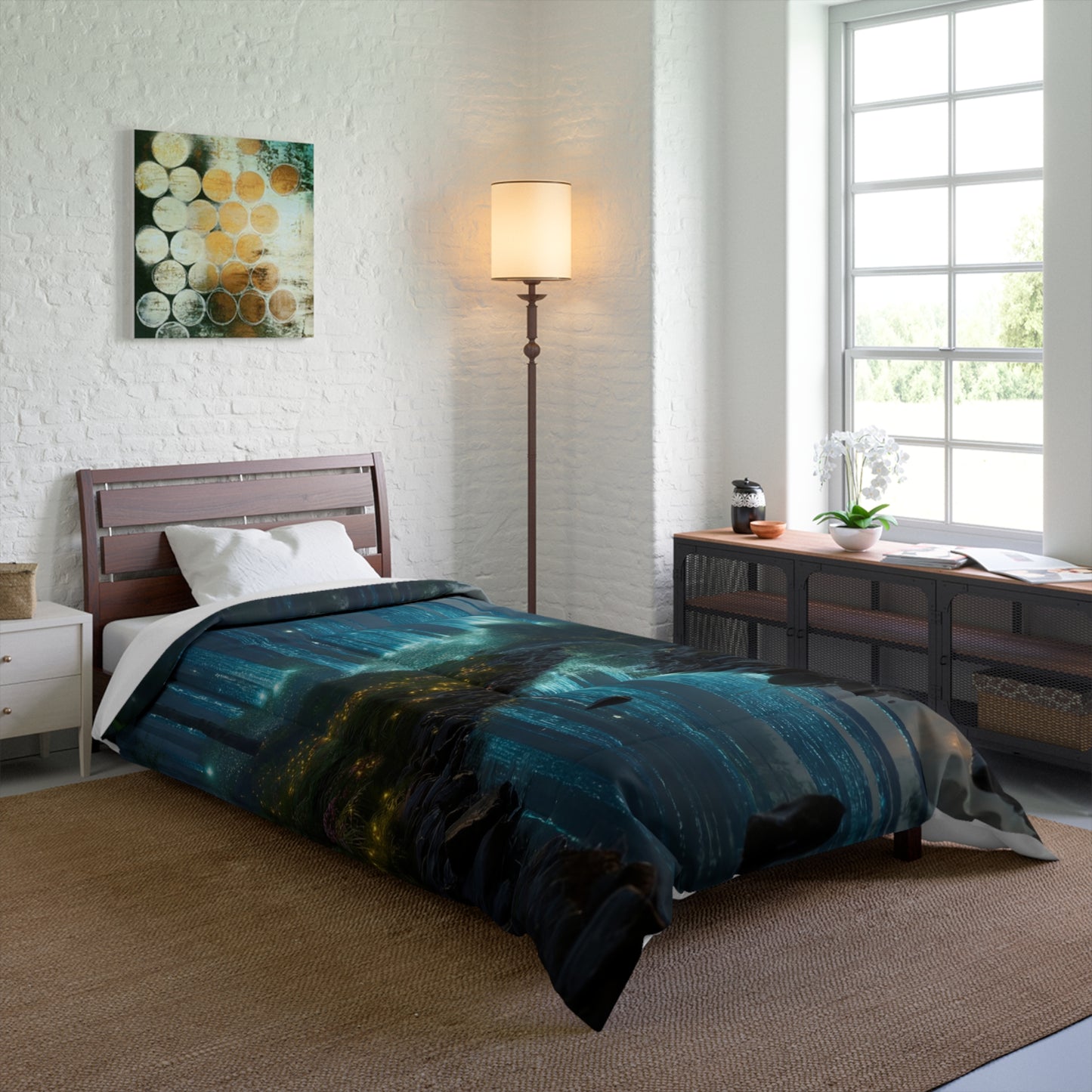 Celestial Lightfall Comforter – Whispering Forest Dreamscape