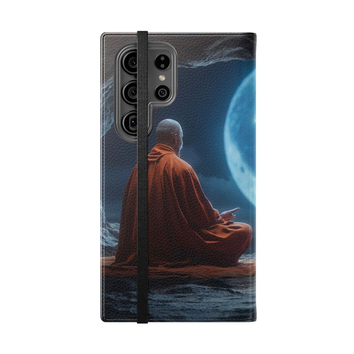 Lunar Meditation Flip Cases – Serene Monk Under Moonlight