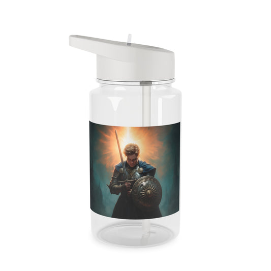 Dawn-Clad Sentinel Tritan Water Bottle – Radiant Resolve in Shadowed Towers