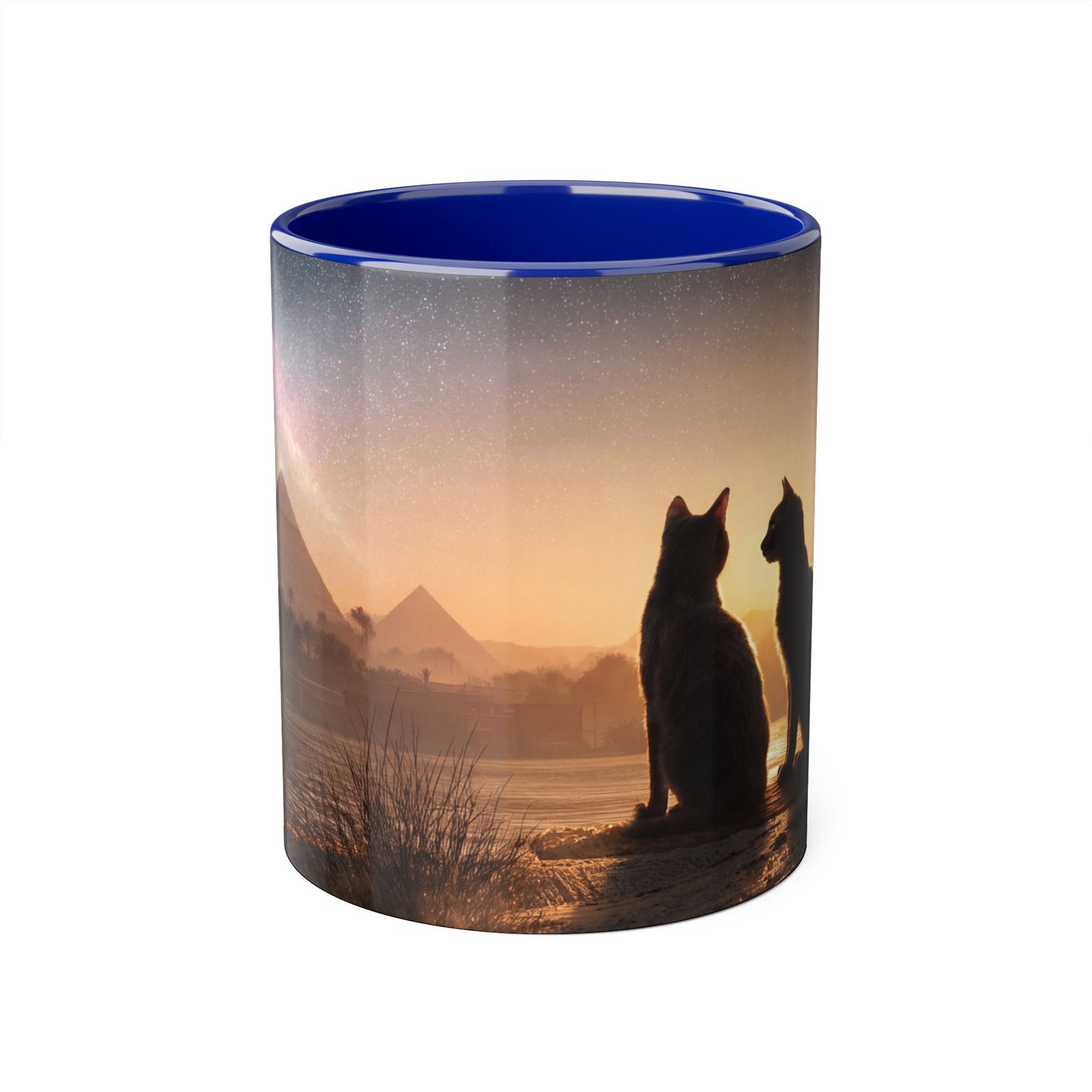 Twin Cats at the Pyramids Accent Mugs, 11oz – Nile Starlight Silhouette