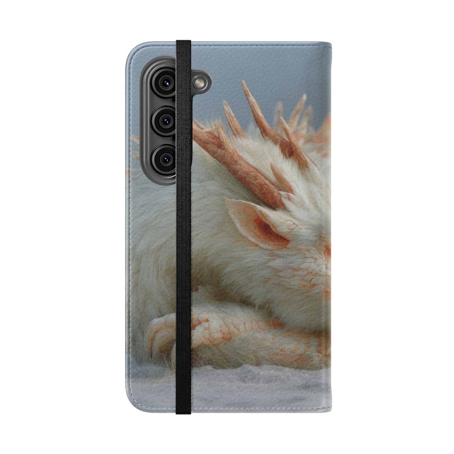 Sleeping Child and Dragon Flip Cases – Snowy Guardian Embrace