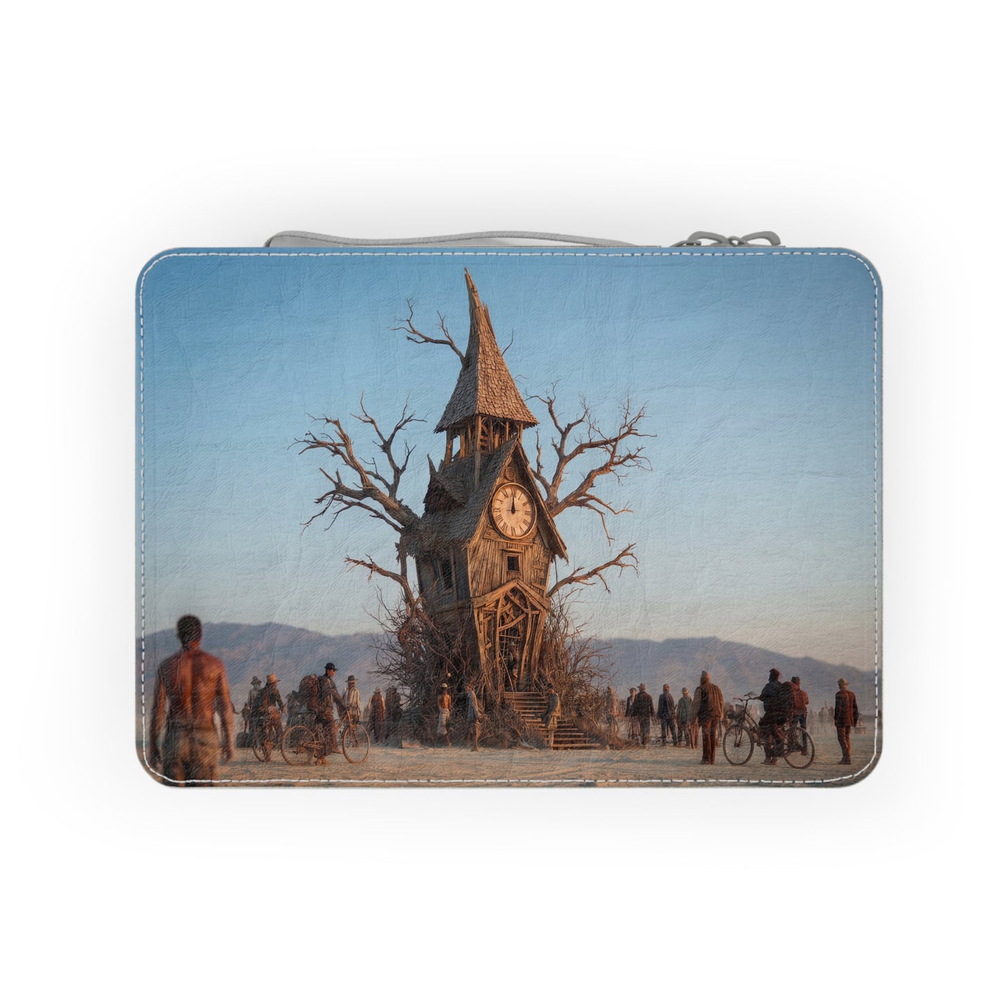 Clockwork Tower Paper Lunch Bag – Desert Sentinel at Golden Hour