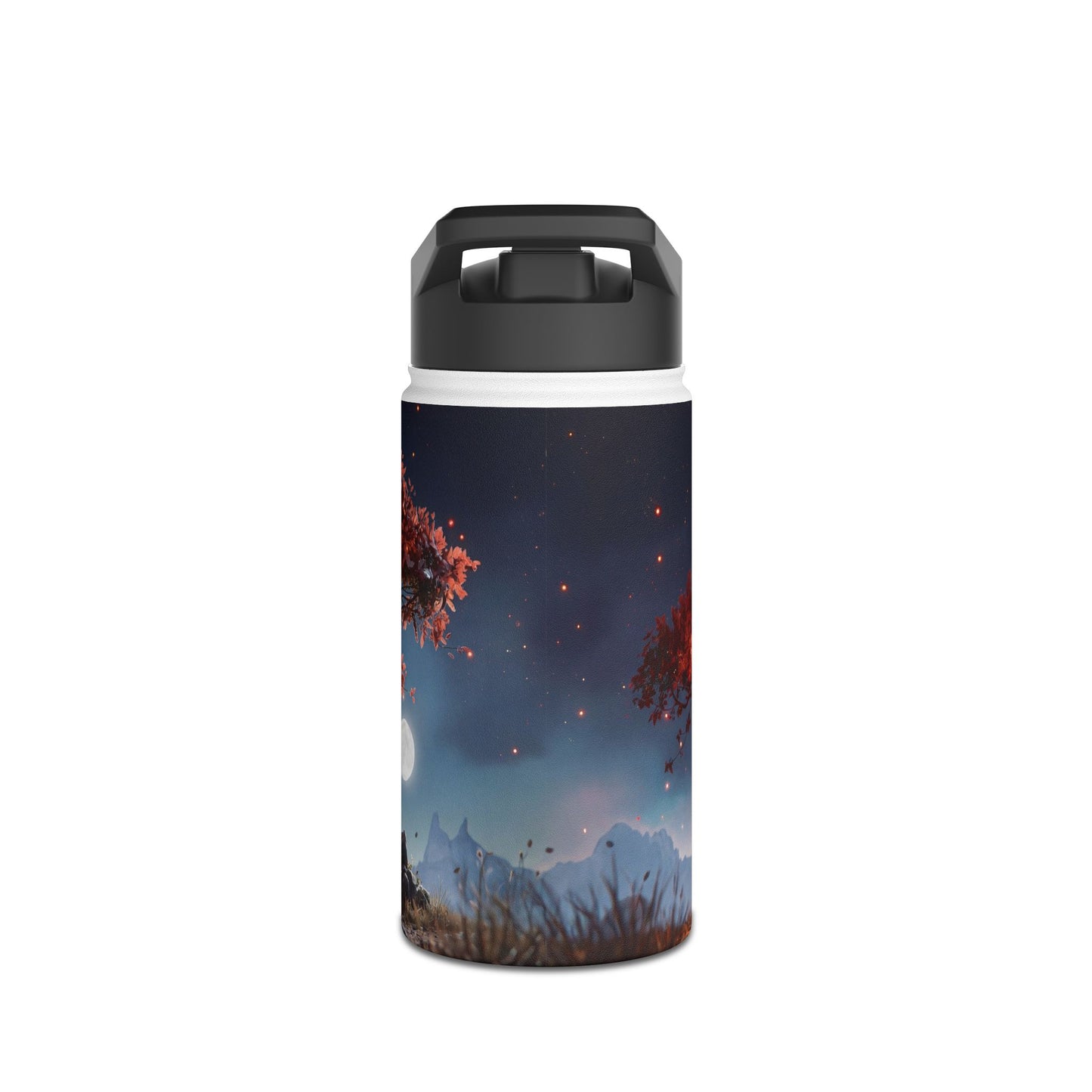 Whispering Ember Tree Water Bottle – Moonlit Campfire Sanctuary