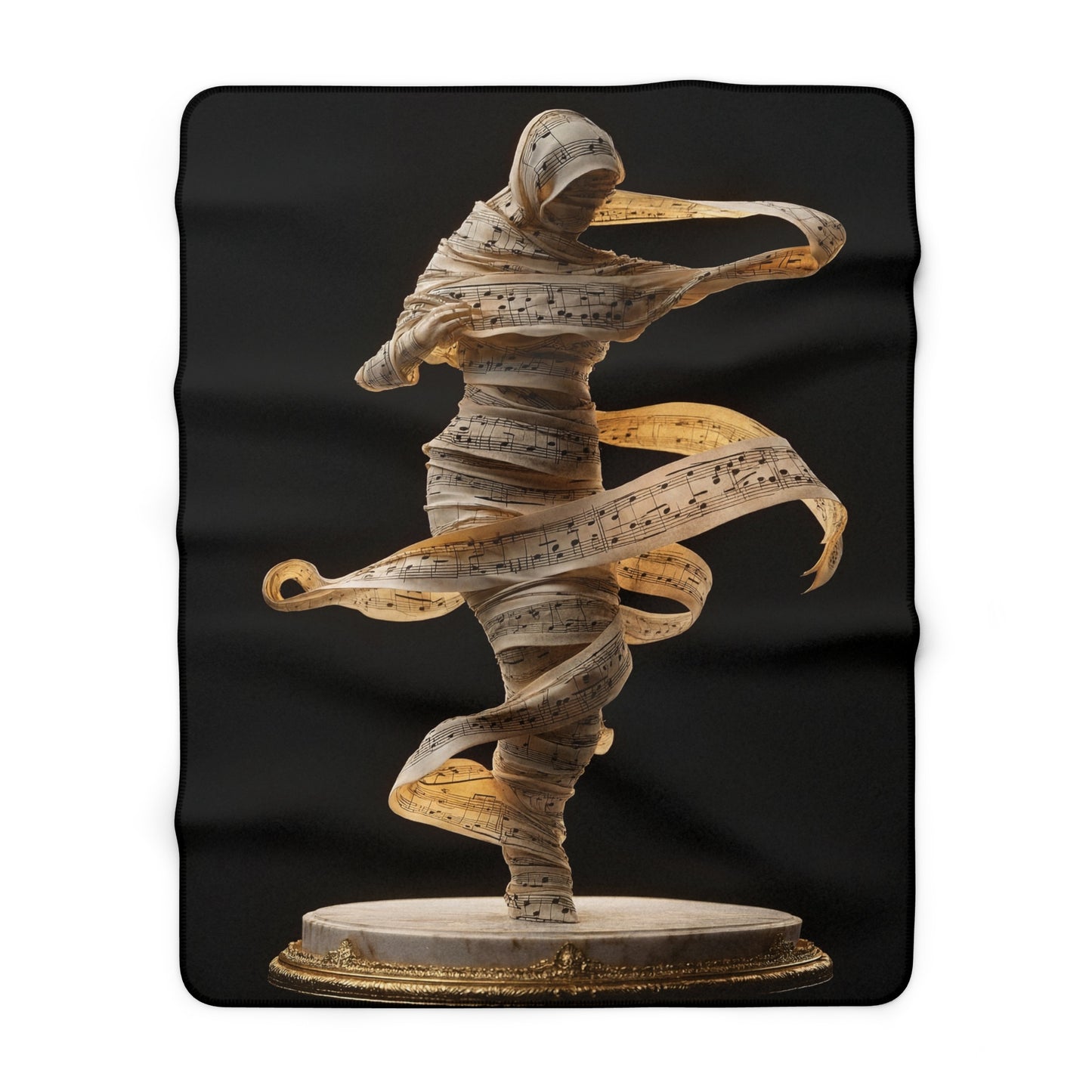 Melodic Muse Sherpa Fleece Blanket – Golden Score Whirlwind
