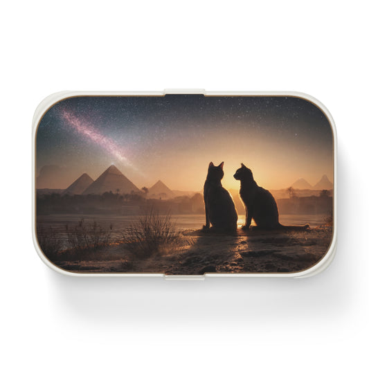 Starlit Pyramids Cat Bento Lunch Box – Whispers of Ancient Sky