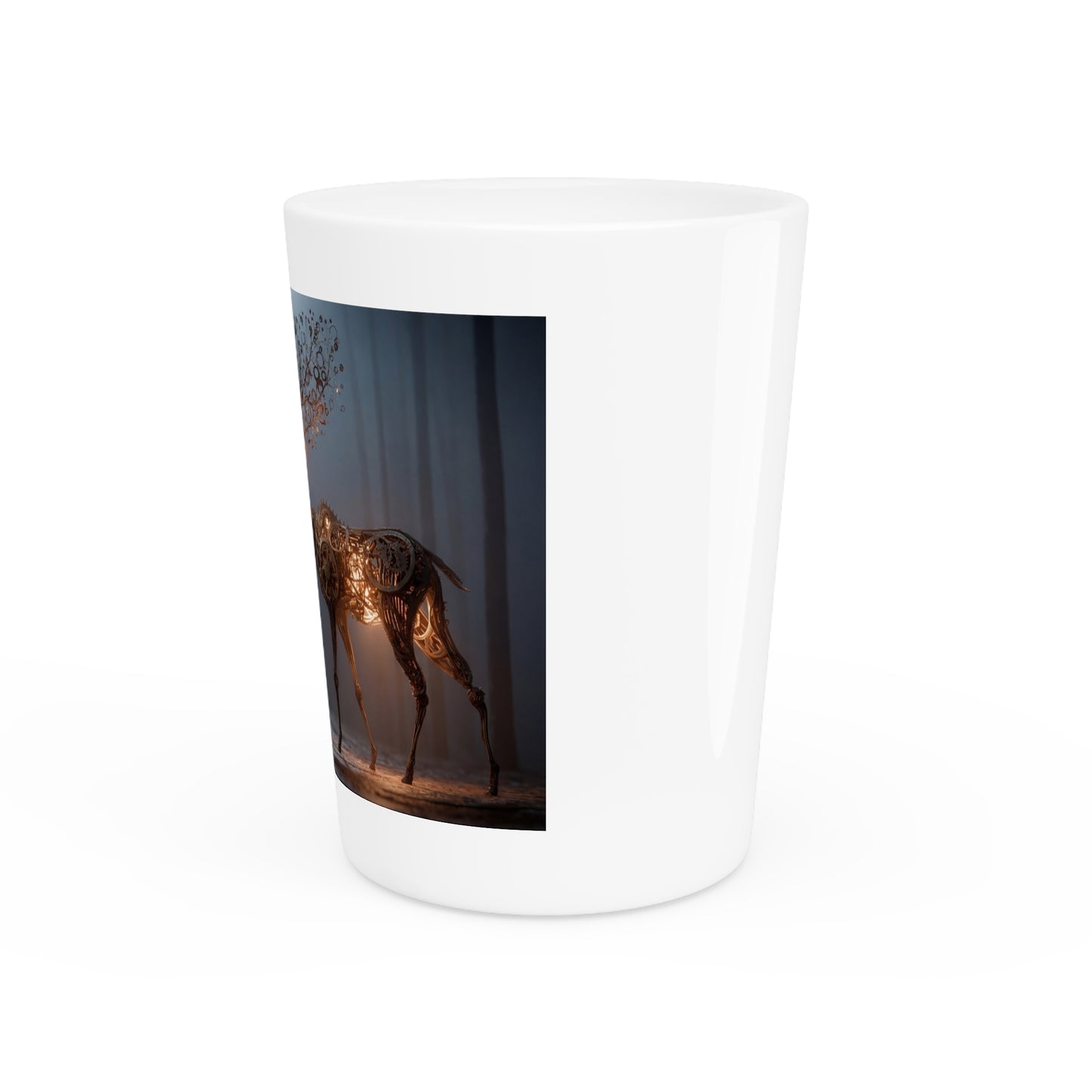 Clockwork Stag Shot Glass – Luminescent Forest Mechanism