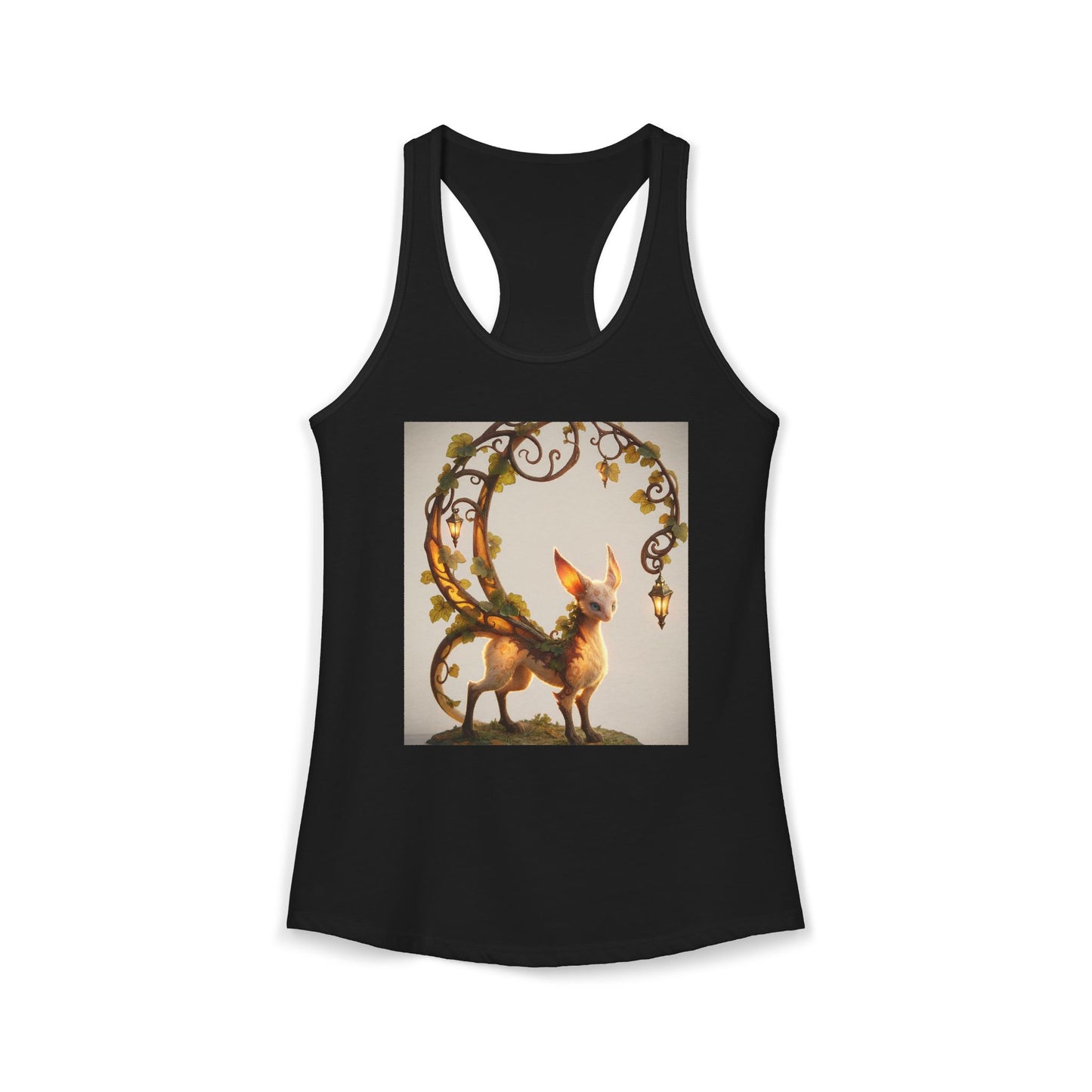 Lanterned Fennec Guardian Tank – Amber Iron Arch Fantasy Racerback