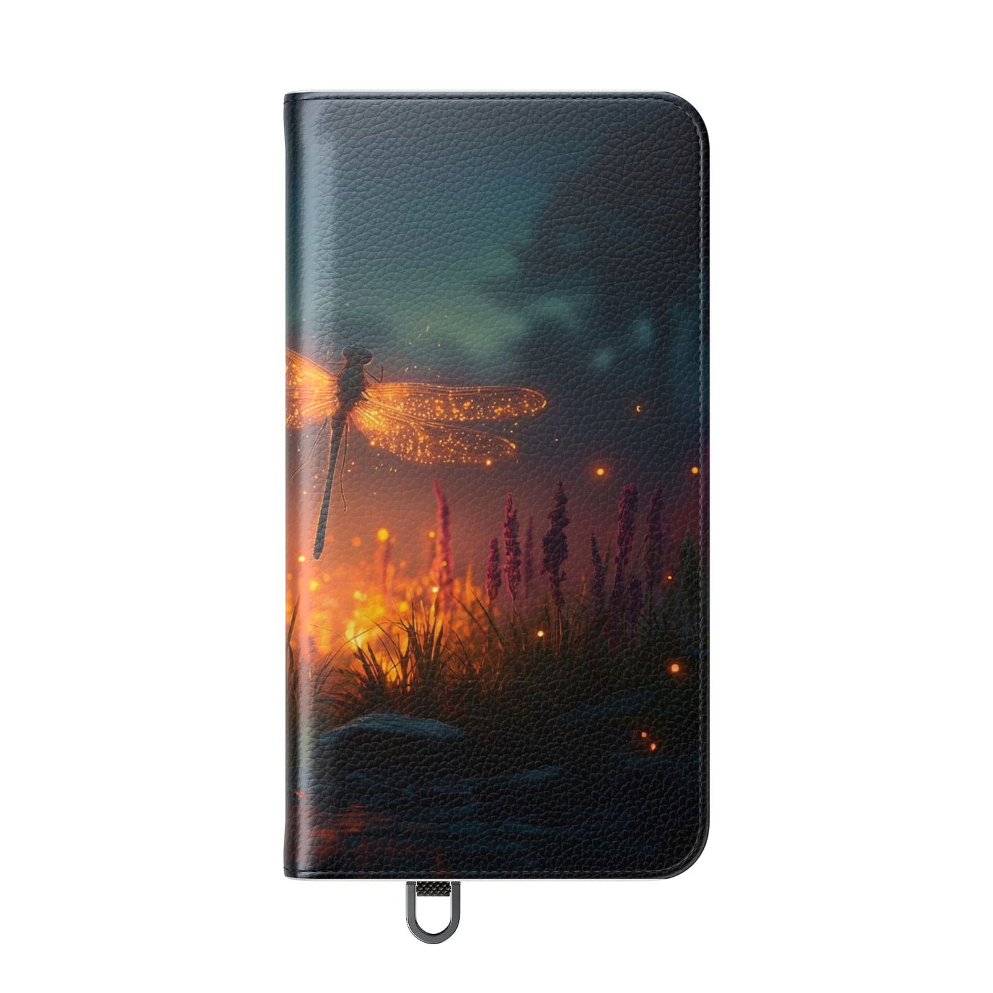 Bioluminescent Dragonfly Flip Cases – Glowing Amber Wings Over Twilight Marsh