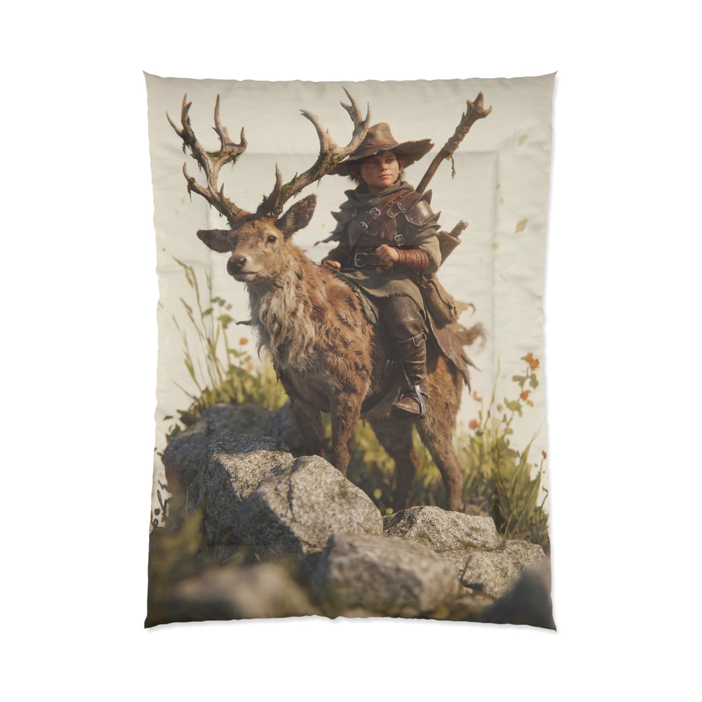Boy with Antlered Deer Comforter – Whispering Woodlands Companion