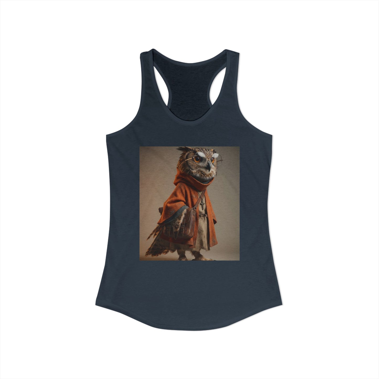 Wise Owl Scholar Women's Ideal Racerback Tank – Rusty Robe and Round Lens Guardian
