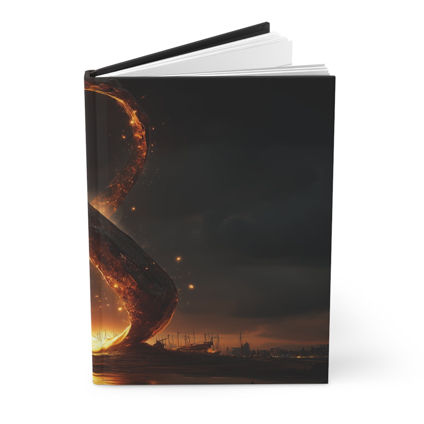 Infinite Gate Hardcover Journal Matte – Glowing Celestial Portal at Dusk