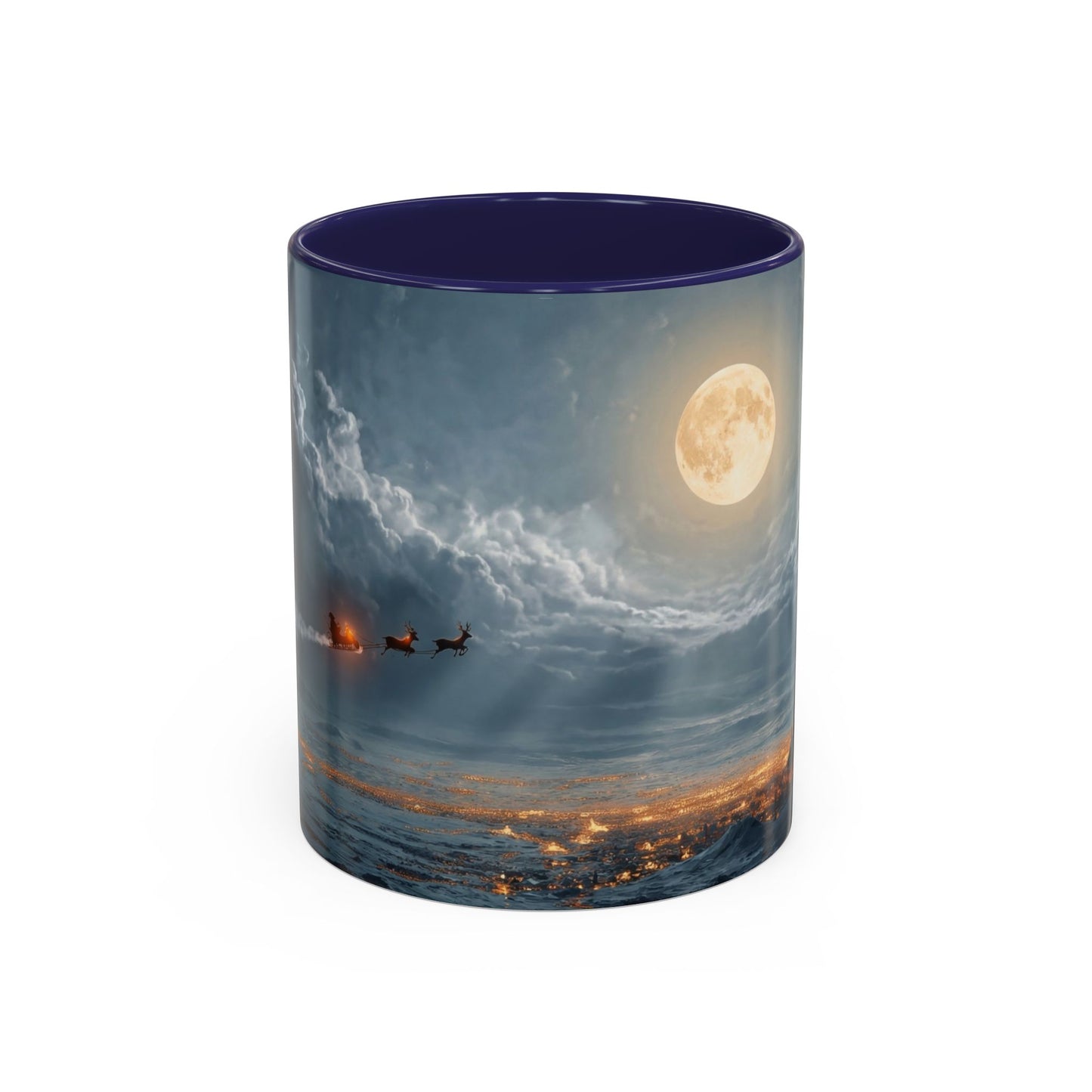 Midnight Sleigh Ride Accent Coffee Mug (11, 15oz) – Warm Glow Over Winter Town
