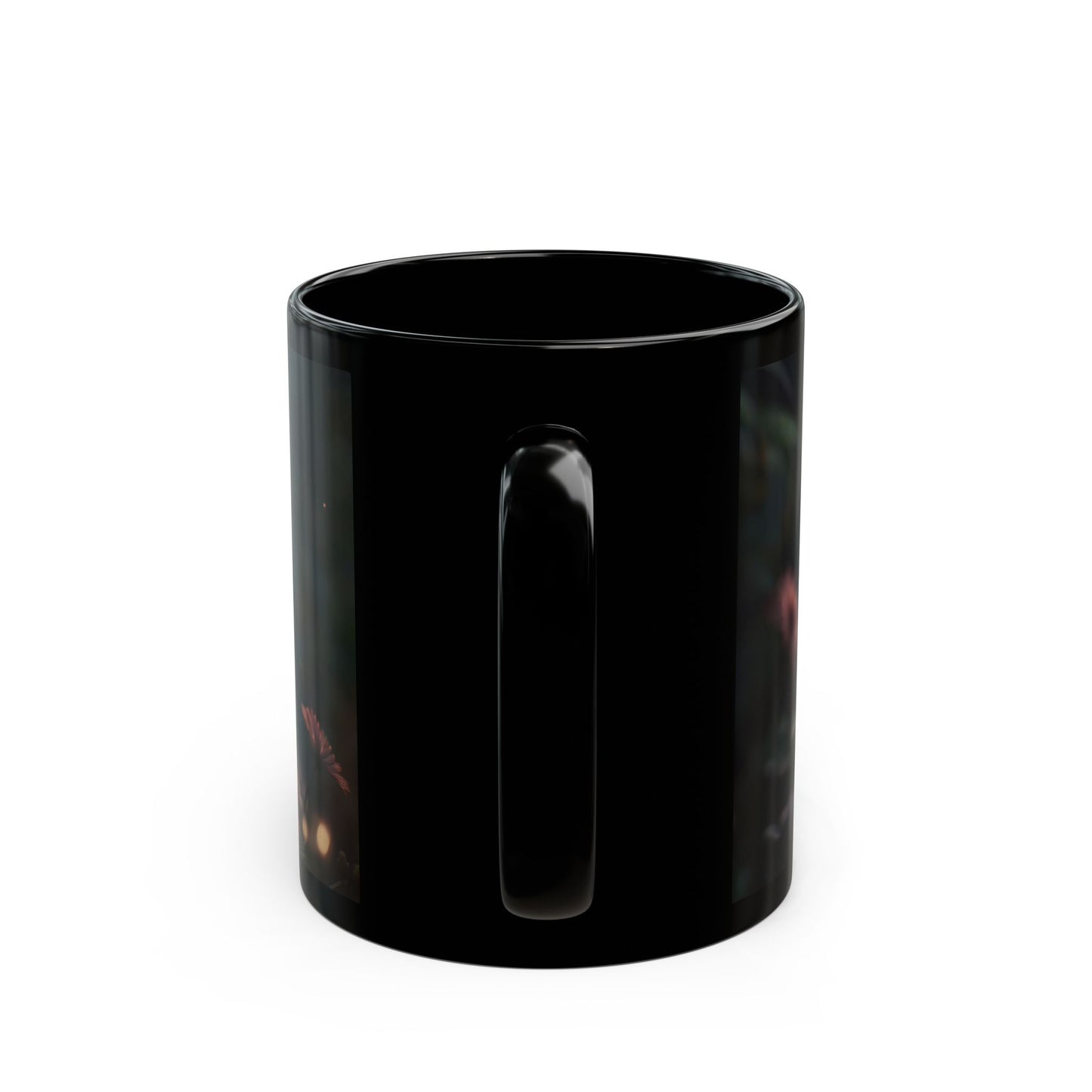 Gentle Crocodile & Butterfly Black Mug – Twilight Garden Whispers