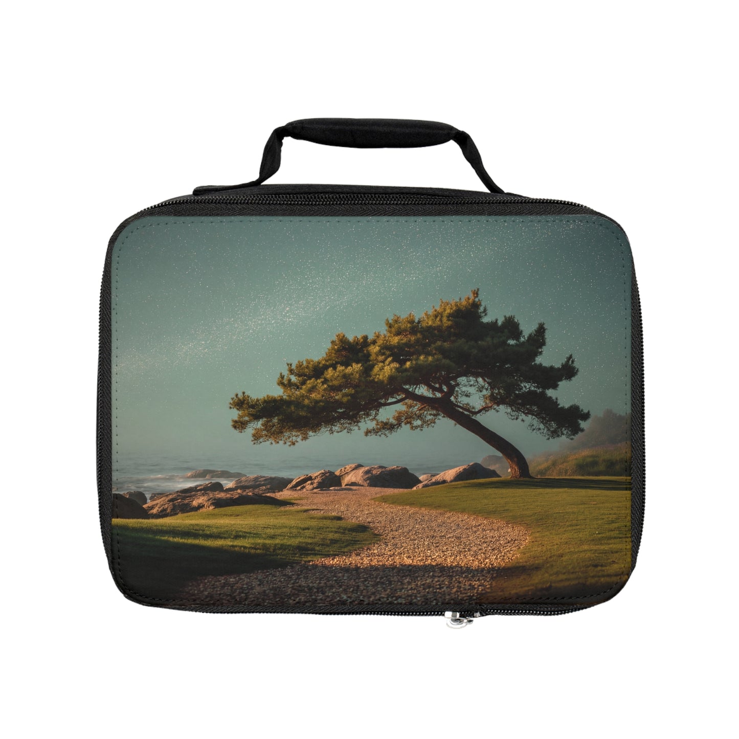 Starlit Sentinel Lunch Bag – Twilight Coastline Serenity