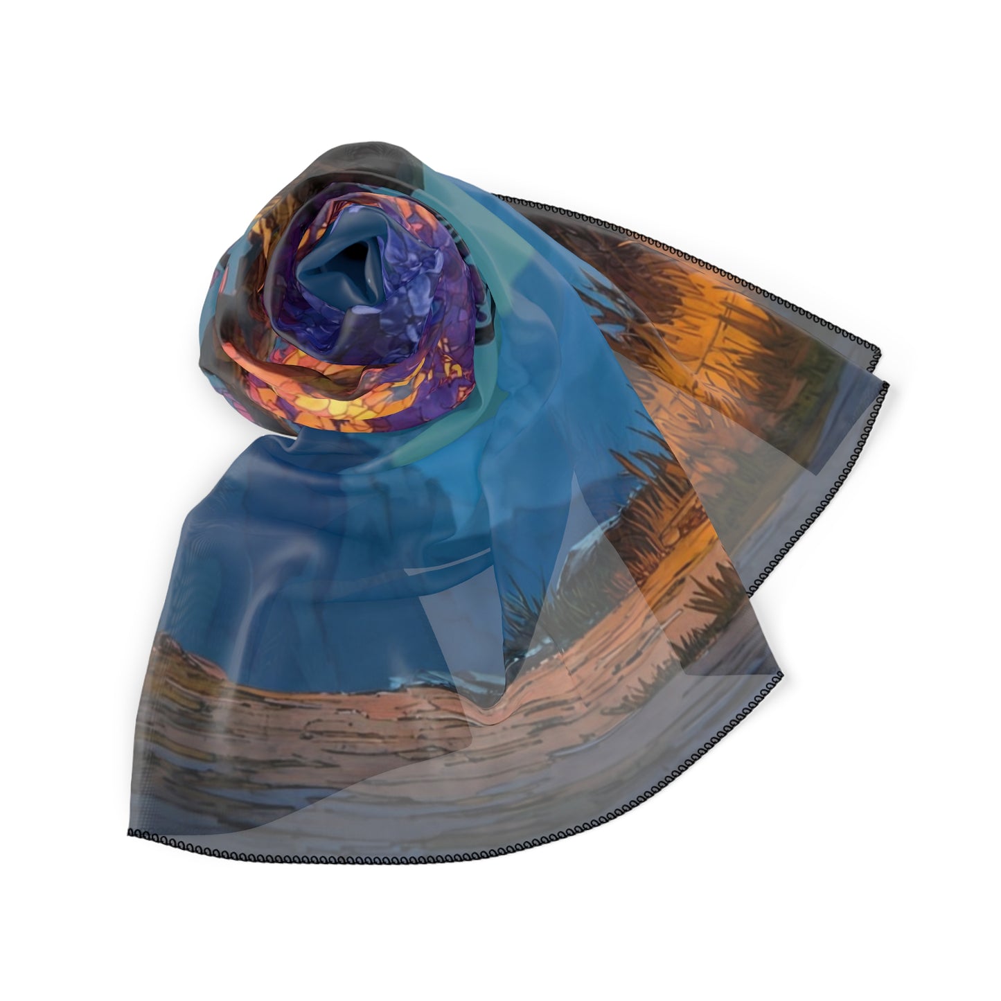Celestial Tree Poly Scarf – Twilight Bloom Dreamscape