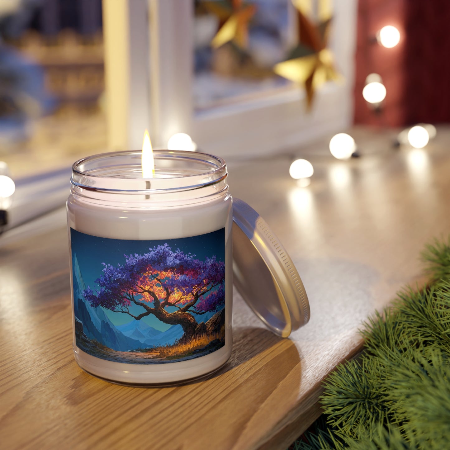 Celestial Tree Scented Soy Candles with White Lid, 9oz – Twilight Bloom Sanctuary
