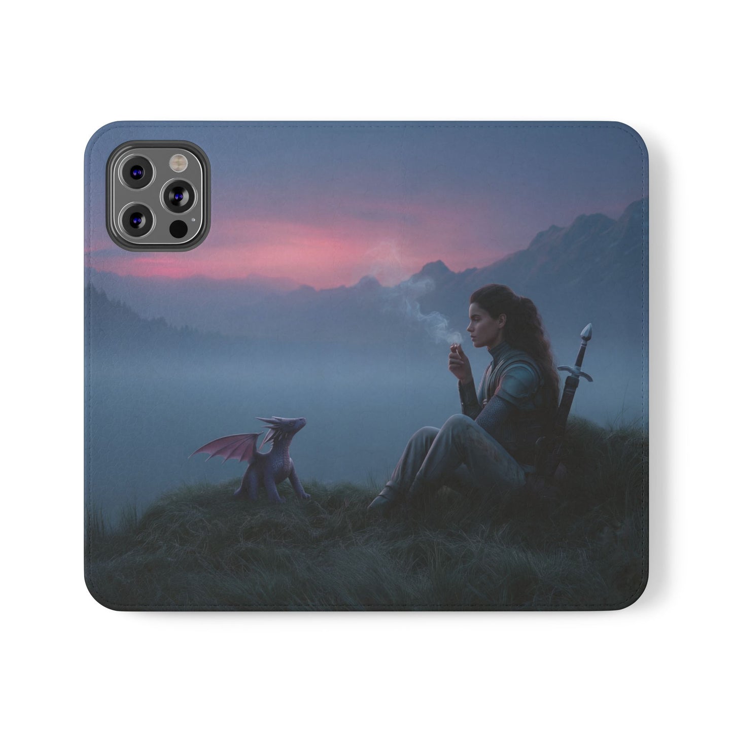 Silent Guardian Flip Cases – Misty Dawn Warrior and Dragon Companion