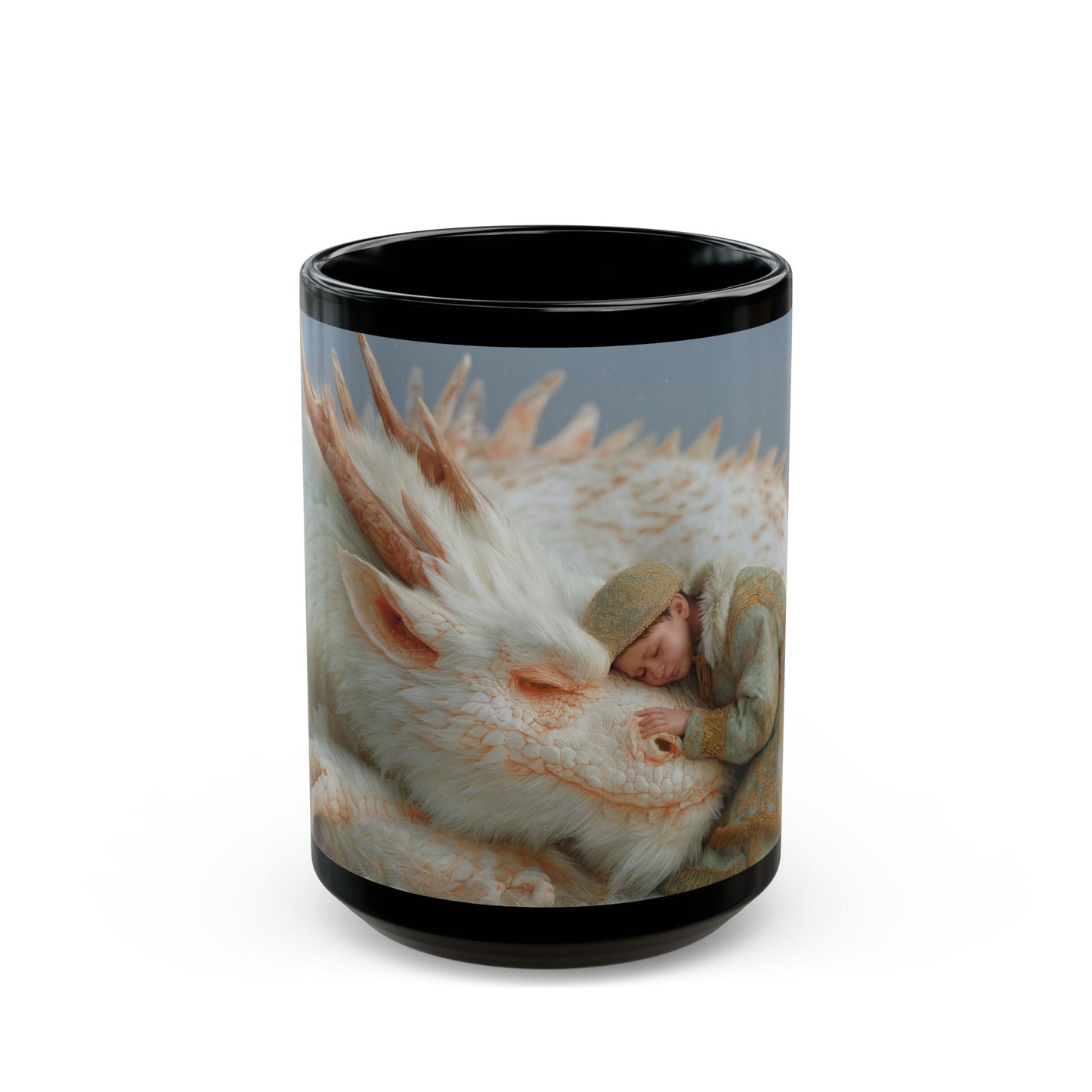 Child and White Dragon Mug – Snowbound Sanctuary Dreamscape