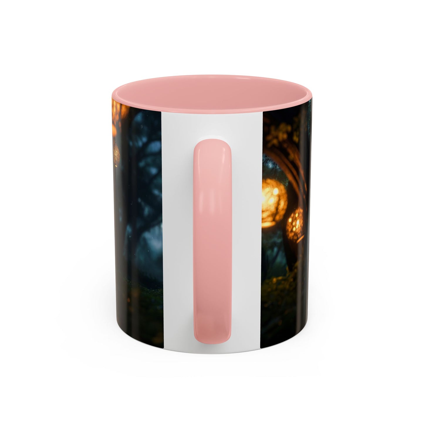 Luminous Forest Path Accent Coffee Mug (11, 15oz) – Warm Glow Through Ancient Branches