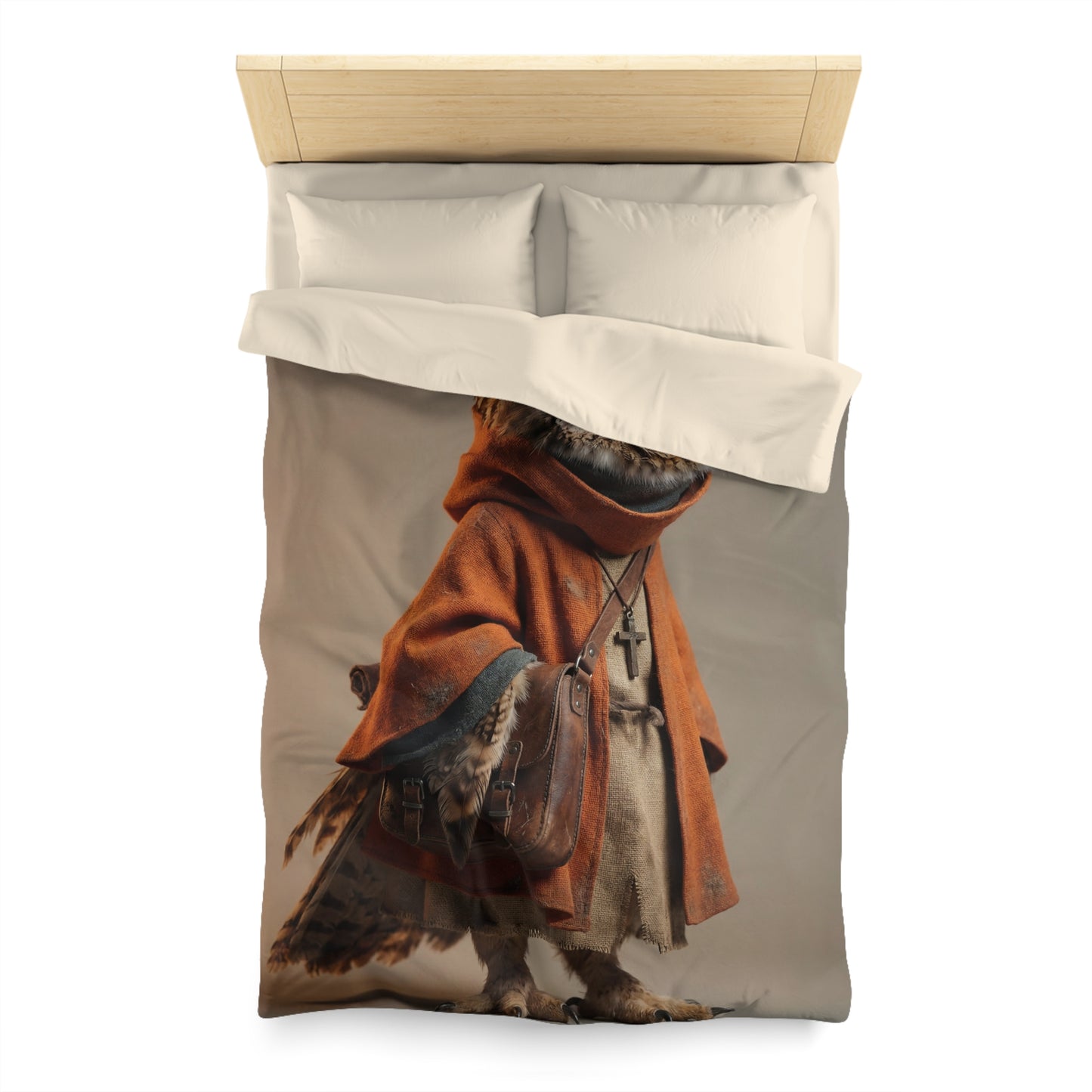 Wise Owl Scholar Microfiber Duvet Cover – Warm Amber Study Light