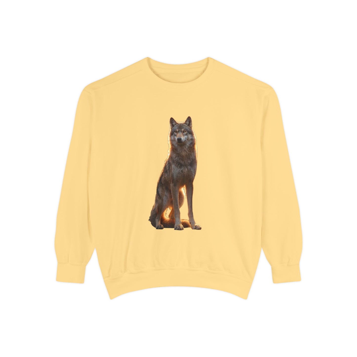 Golden Hour Wolf Sentinel Sweatshirt – Warm-Toned Pack Guardian Portrait