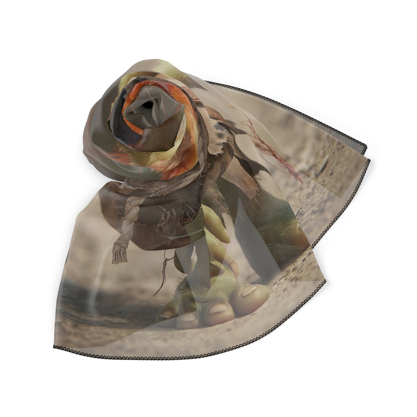 Glimmering Gnome Poly Scarf – Tiny Traveler with Sack of Wonders
