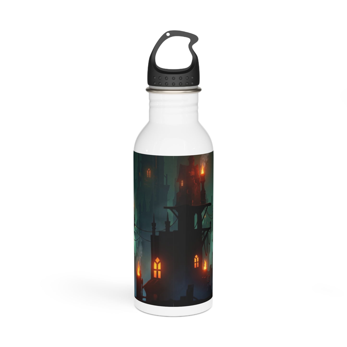 Floating City of Lanterns Stainless Steel Water Bottle – Glow of the Skyborne Spire