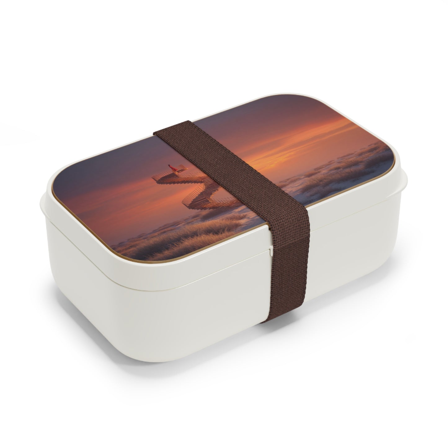Solitary Staircase Bento Lunch Box – Sunset Ascension in Crimson