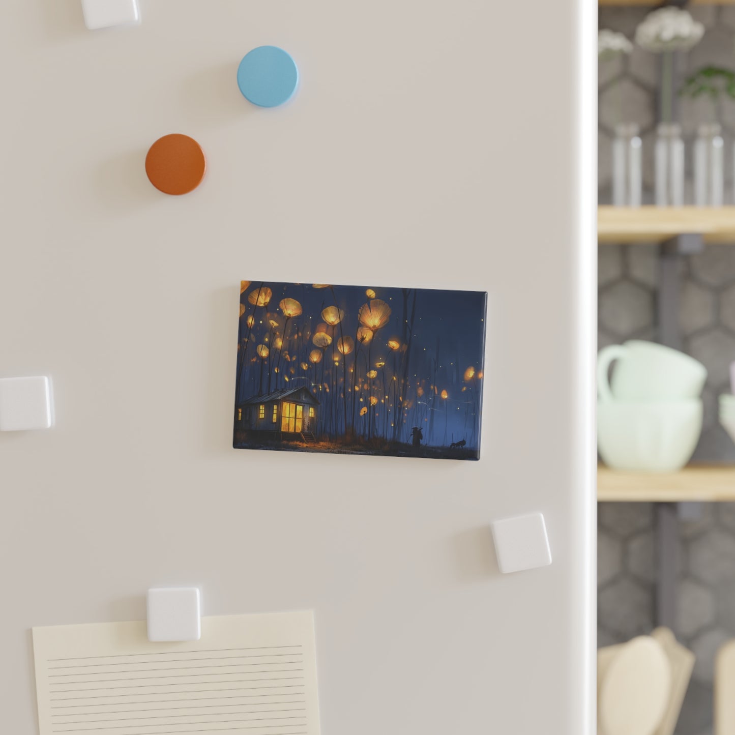 Luminous Flower Field Button Magnet, Rectangle (1 & 10 pcs) – Warm Glow of Solitude