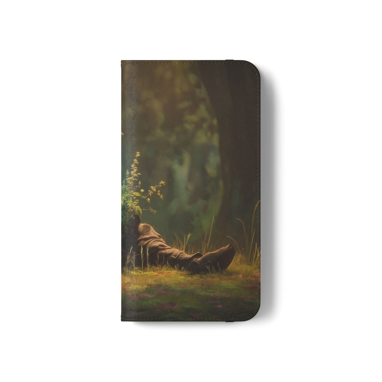 Glowing Orb Hooded Guardian Flip Cases – Bioluminescent Forest Keeper